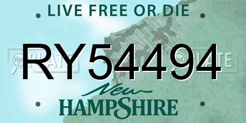 RY54494 New Hampshire License Plate