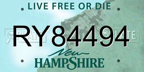 RY84494 New Hampshire License Plate