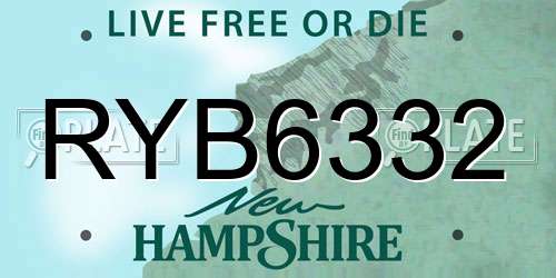 RYB6332 New Hampshire License Plate