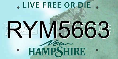 RYM5663 New Hampshire License Plate