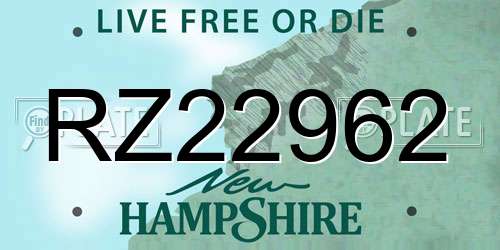 RZ22962 New Hampshire License Plate