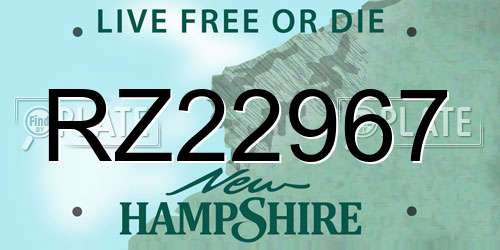 RZ22967 New Hampshire License Plate