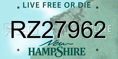 RZ27962 New Hampshire License Plate