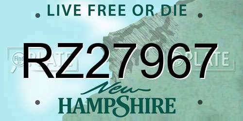 RZ27967 New Hampshire License Plate
