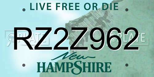 RZ2Z962 New Hampshire License Plate