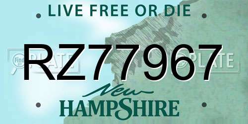 RZ77967 New Hampshire License Plate