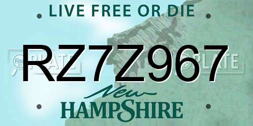 RZ7Z967 New Hampshire License Plate