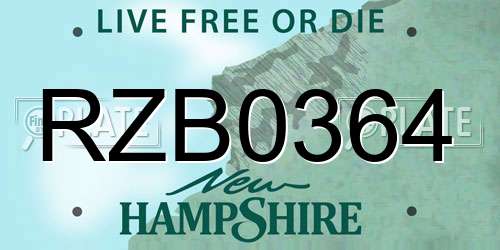 RZB0364 New Hampshire License Plate