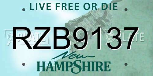 RZB9137 New Hampshire License Plate