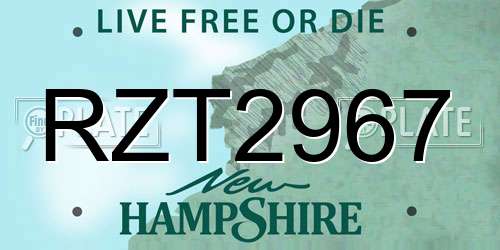RZT2967 New Hampshire License Plate