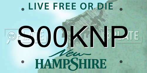 S00KNP New Hampshire License Plate