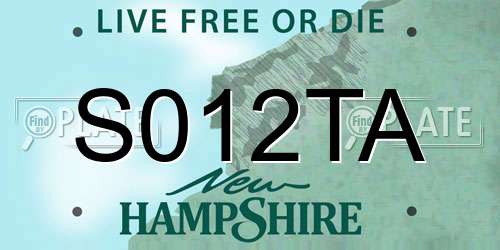 S012TA New Hampshire License Plate