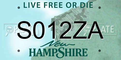 S012ZA New Hampshire License Plate