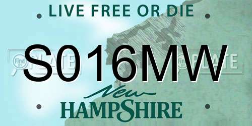 S016MW New Hampshire License Plate