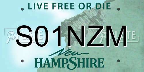 S01NZM New Hampshire License Plate