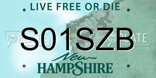 S01SZB New Hampshire License Plate