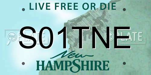 S01TNE New Hampshire License Plate
