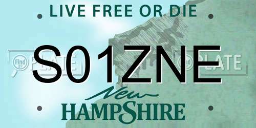 S01ZNE New Hampshire License Plate