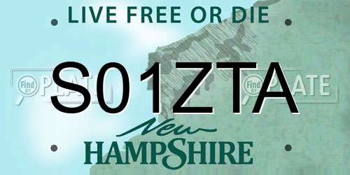 S01ZTA New Hampshire License Plate