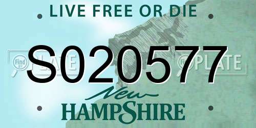 S020577 New Hampshire License Plate