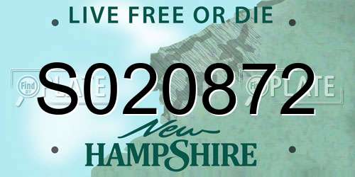 S020872 New Hampshire License Plate