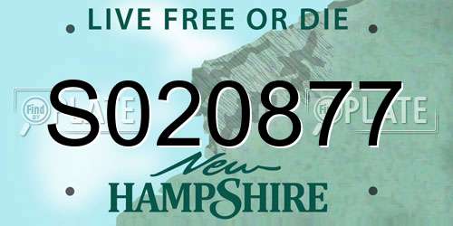 S020877 New Hampshire License Plate