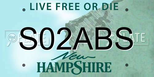 S02ABS New Hampshire License Plate