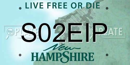 S02EIP New Hampshire License Plate