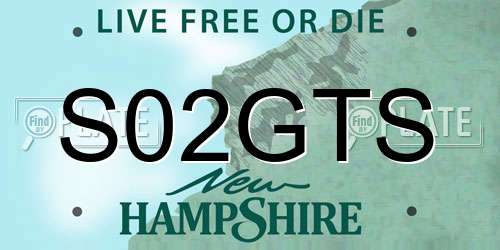 S02GTS New Hampshire License Plate