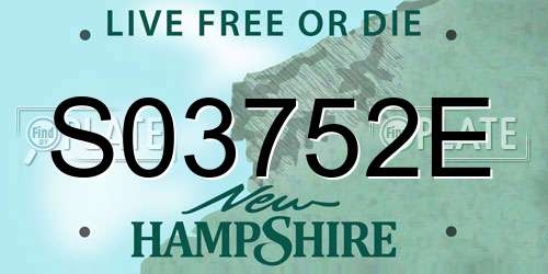 S03752E New Hampshire License Plate