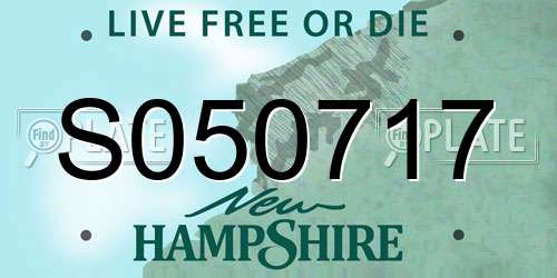 S050717 New Hampshire License Plate