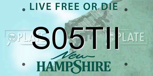 S05TII New Hampshire License Plate