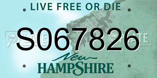 S067826 New Hampshire License Plate