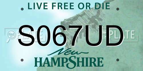 S067UD New Hampshire License Plate
