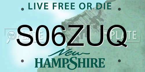 S06ZUQ New Hampshire License Plate