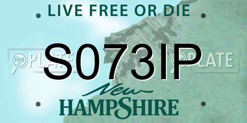 S073IP New Hampshire License Plate