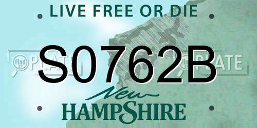 S0762B New Hampshire License Plate