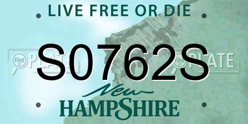 S0762S New Hampshire License Plate