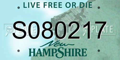 S080217 New Hampshire License Plate