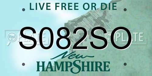 S082SO New Hampshire License Plate