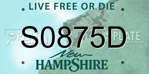 S0875D New Hampshire License Plate