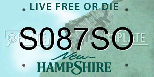 S087SO New Hampshire License Plate