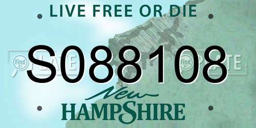 S088108 New Hampshire License Plate