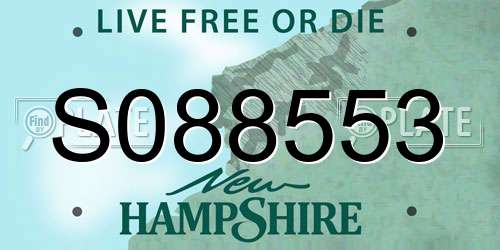 S088553 New Hampshire License Plate