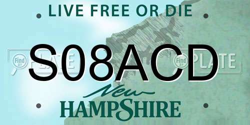 S08ACD New Hampshire License Plate