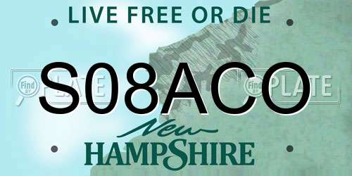 S08ACO New Hampshire License Plate