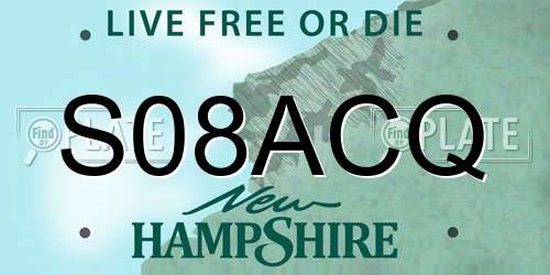 S08ACQ New Hampshire License Plate
