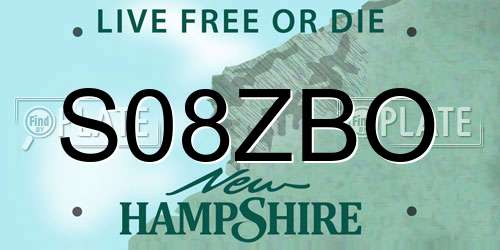 S08ZBO New Hampshire License Plate
