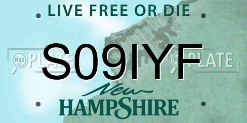 S09IYF New Hampshire License Plate