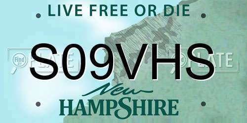 S09VHS New Hampshire License Plate